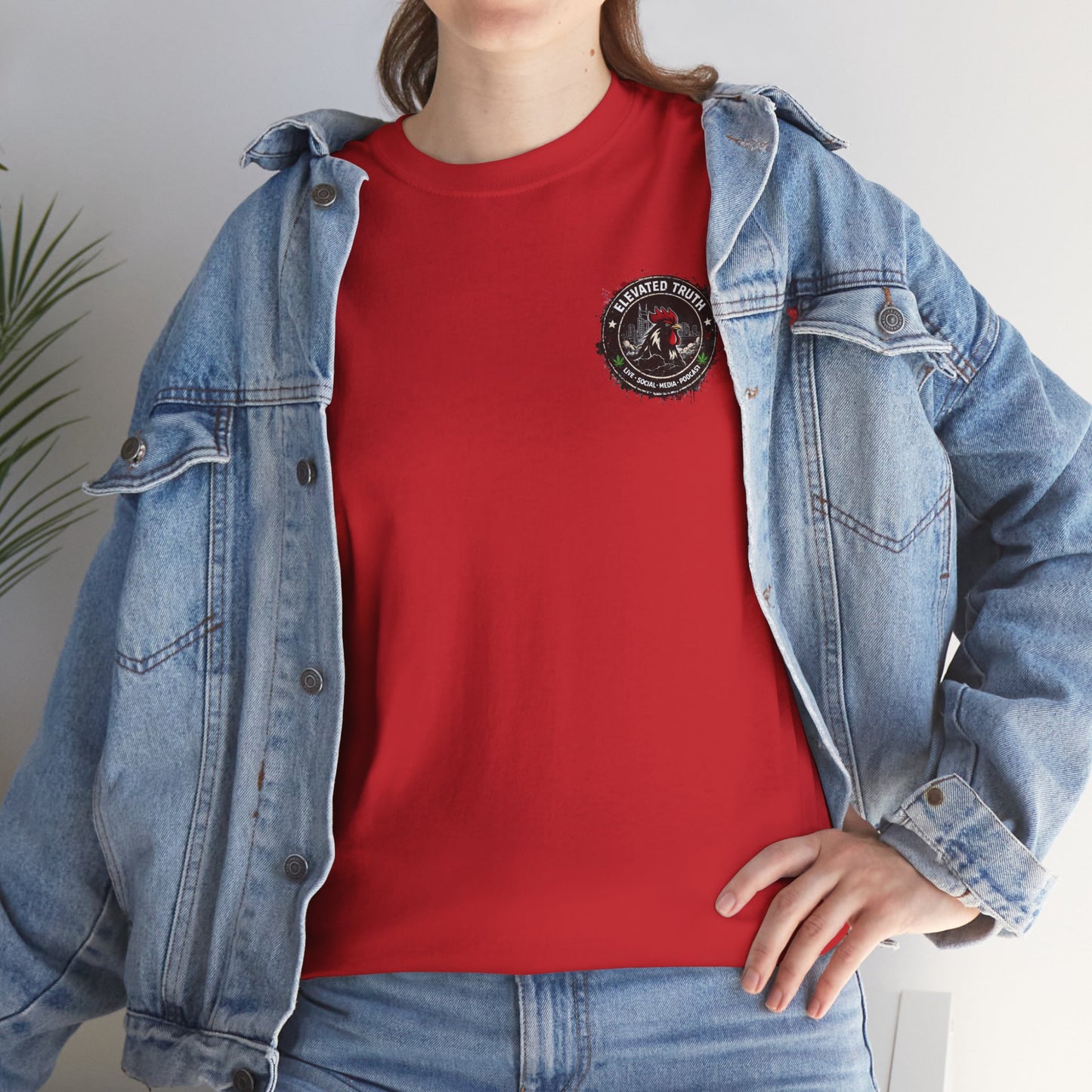 Rooster Squad Graphic Tee — Vintage Firefighter-Style Back Print