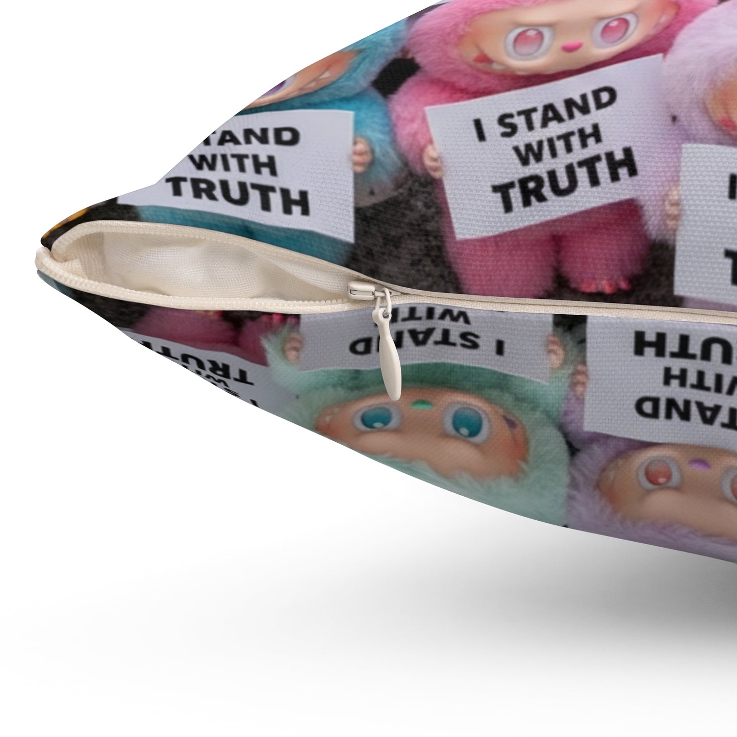 Cute LABUBU Decorative Pillow — "I Stand With Truth"