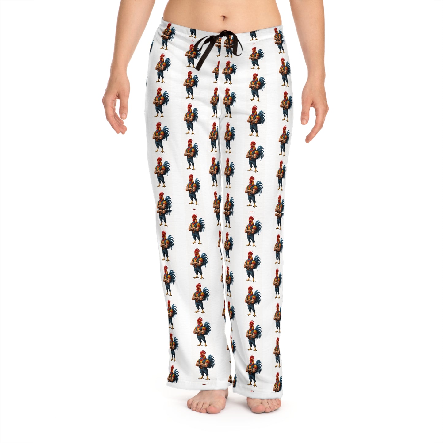 Cozy Rooster Squad Print Pajama Pants for Women