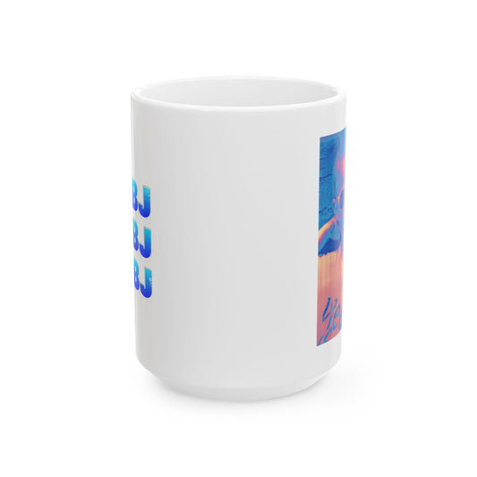 Ceramic Mug — Bright Middle Finger Girl with “#FUBJ”