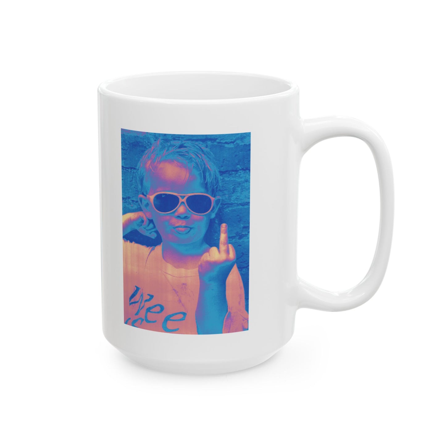 Ceramic Mug — Bright Middle Finger Girl with “#FUBJ”