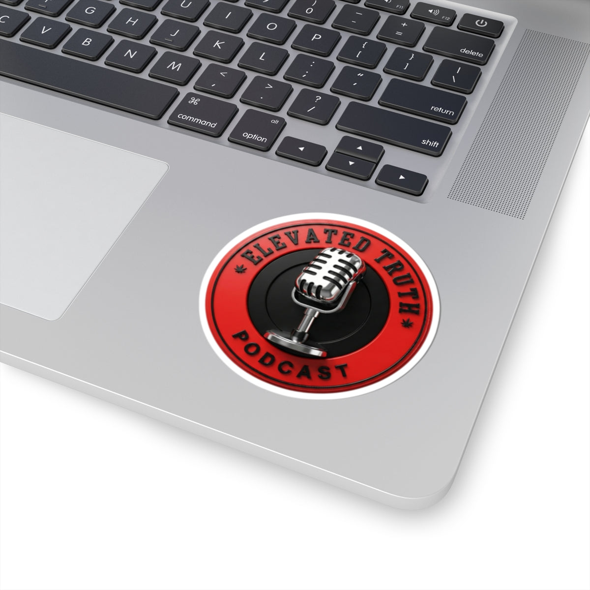 Podcast Logo Sticker — "Elevated Truth" Kiss-Cut Microphone Decal