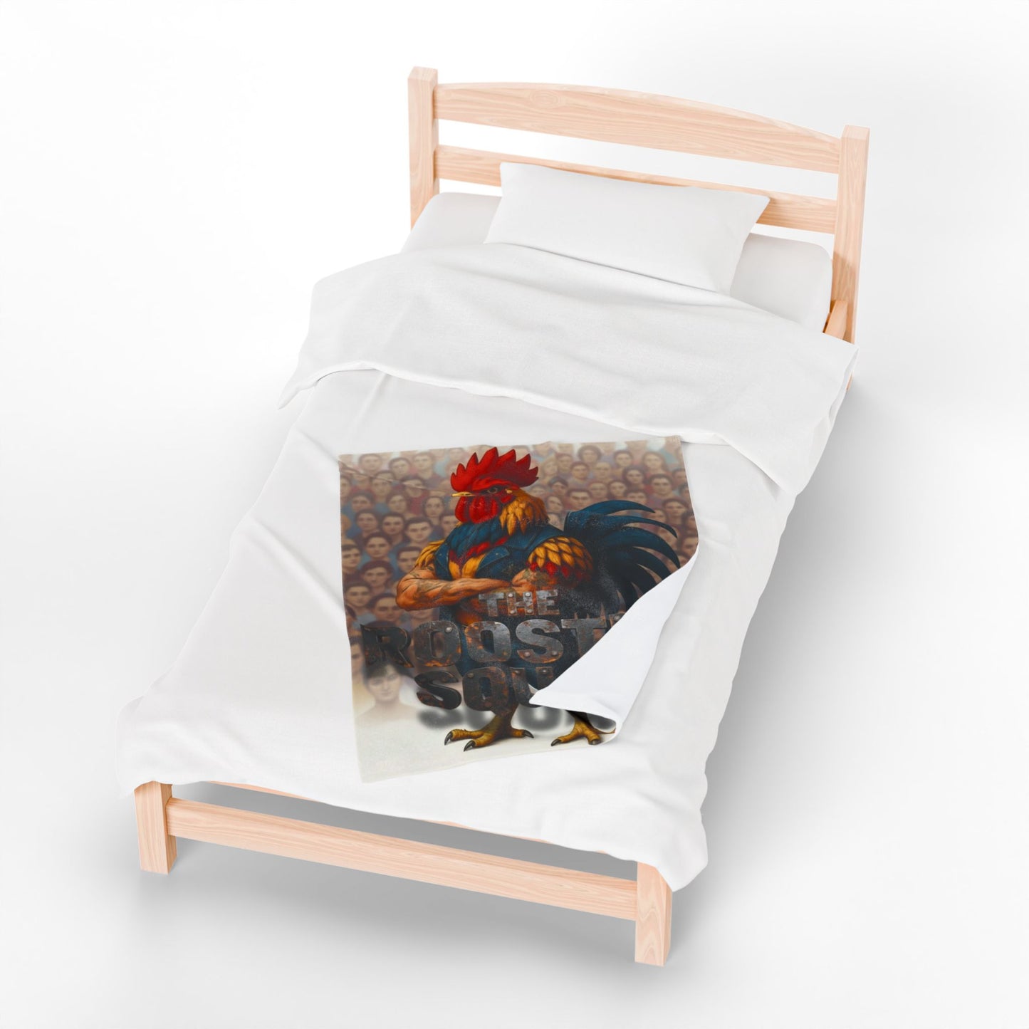 ROCK WITH YOUR FLOCK: The Rooster Squad Velveteen Plush Blanket — Bold Rooster Graphic Throw
