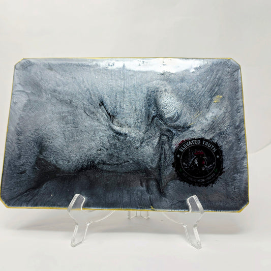 Handmade Resin Rolling Tray – Rooster Squad Official | Red Grey Black Gold Green Mica | Elevated Truth Collector Tray | Savage Studio Creations
