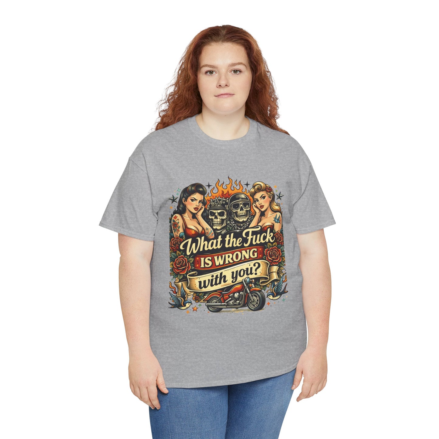 Vintage Skull & Pinup Tattoo Design __What the F*ck Is Wrong With You? Graphic Tee —