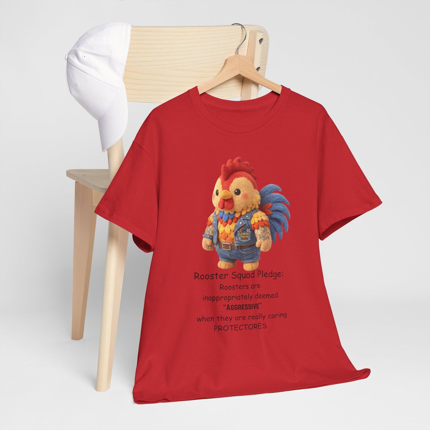 Rooster Squad Pledge T‑Shirt — Cute Protective Rooster Illustration Tee