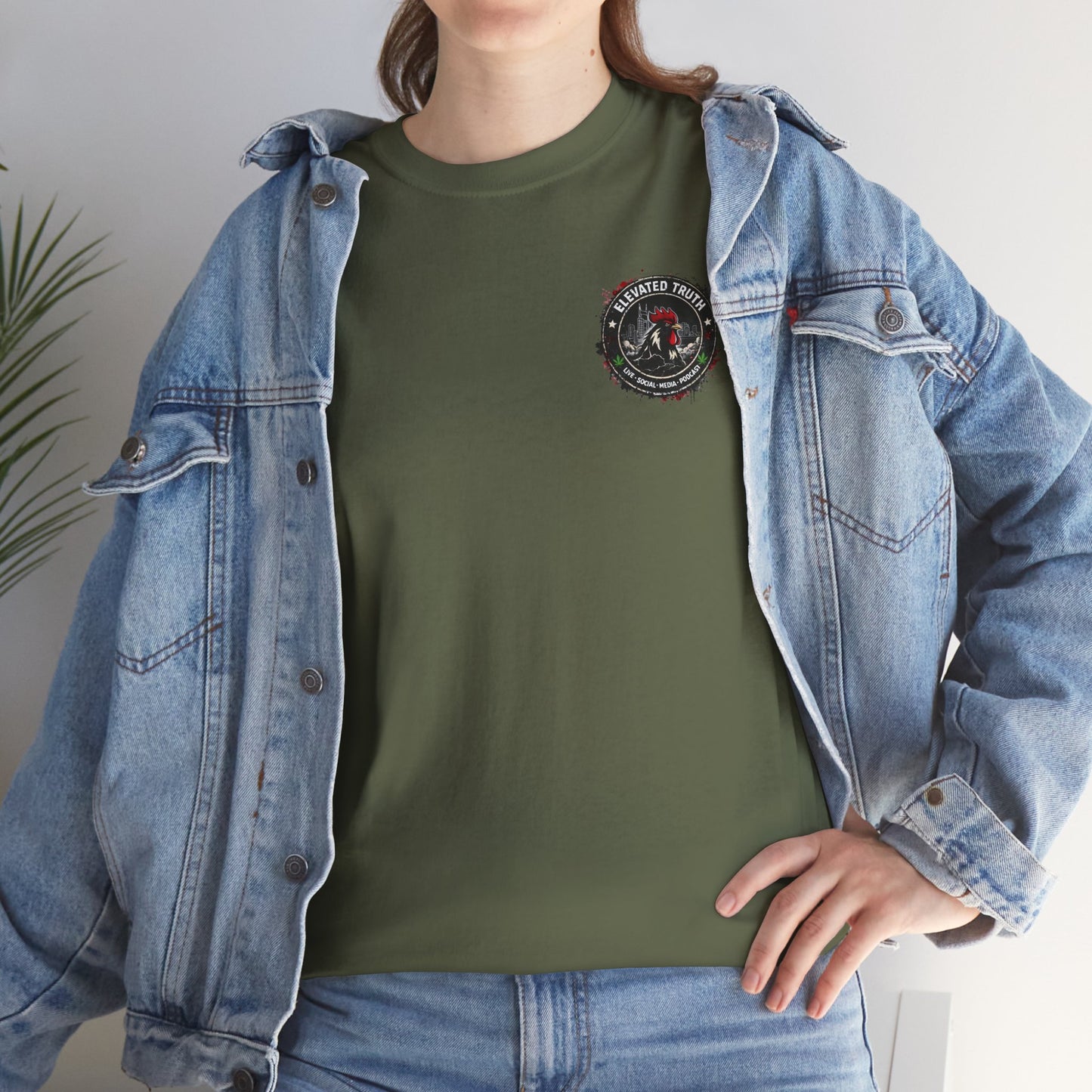 Rooster Squad Graphic Tee — Vintage Firefighter-Style Back Print