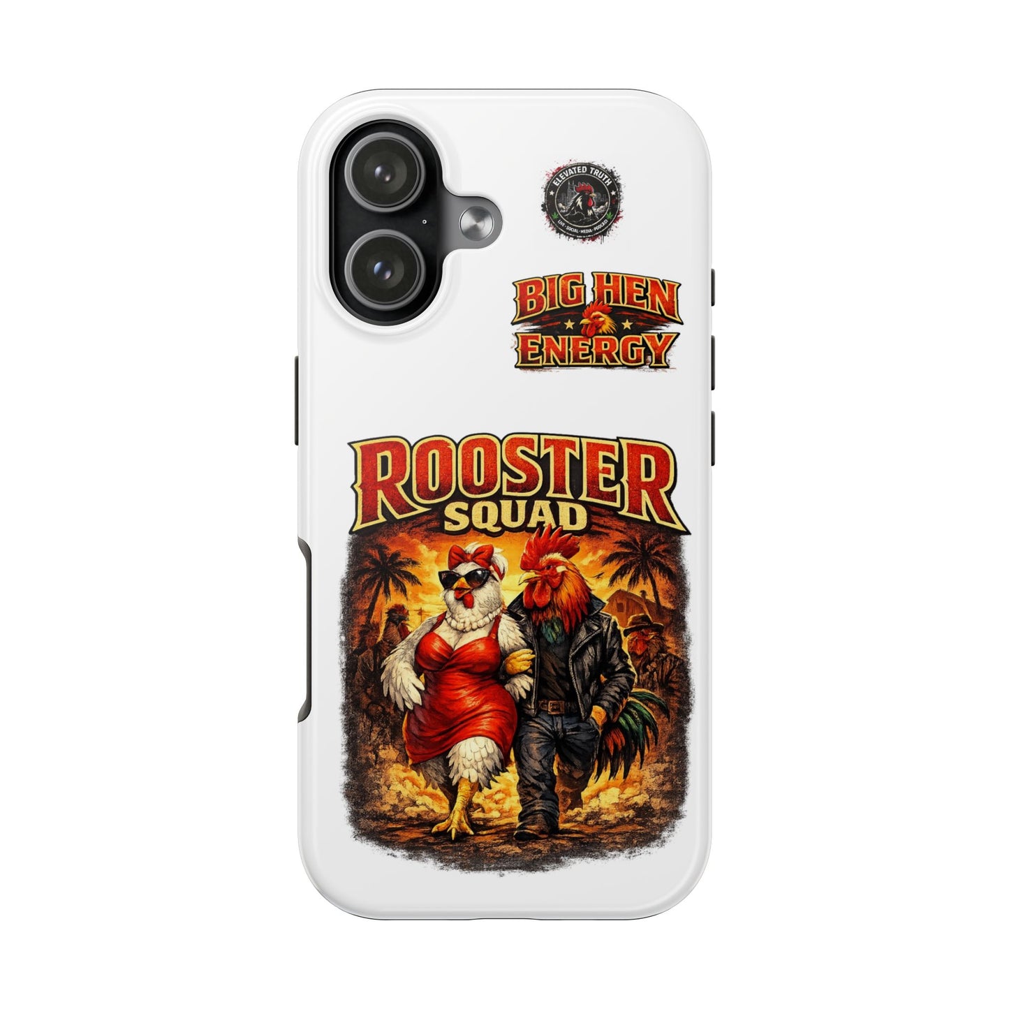 Rooster Squad Tough Phone Case – "Big Hen Energy" Retro Chicken Couple Design