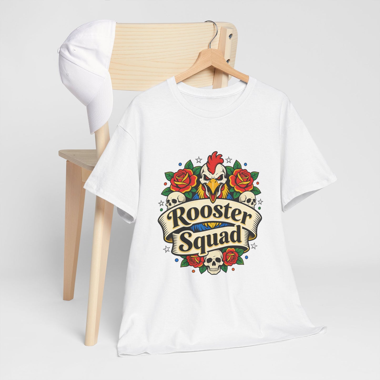 Rooster Squad T-Shirt — Vintage Tattoo Floral Rooster Tee