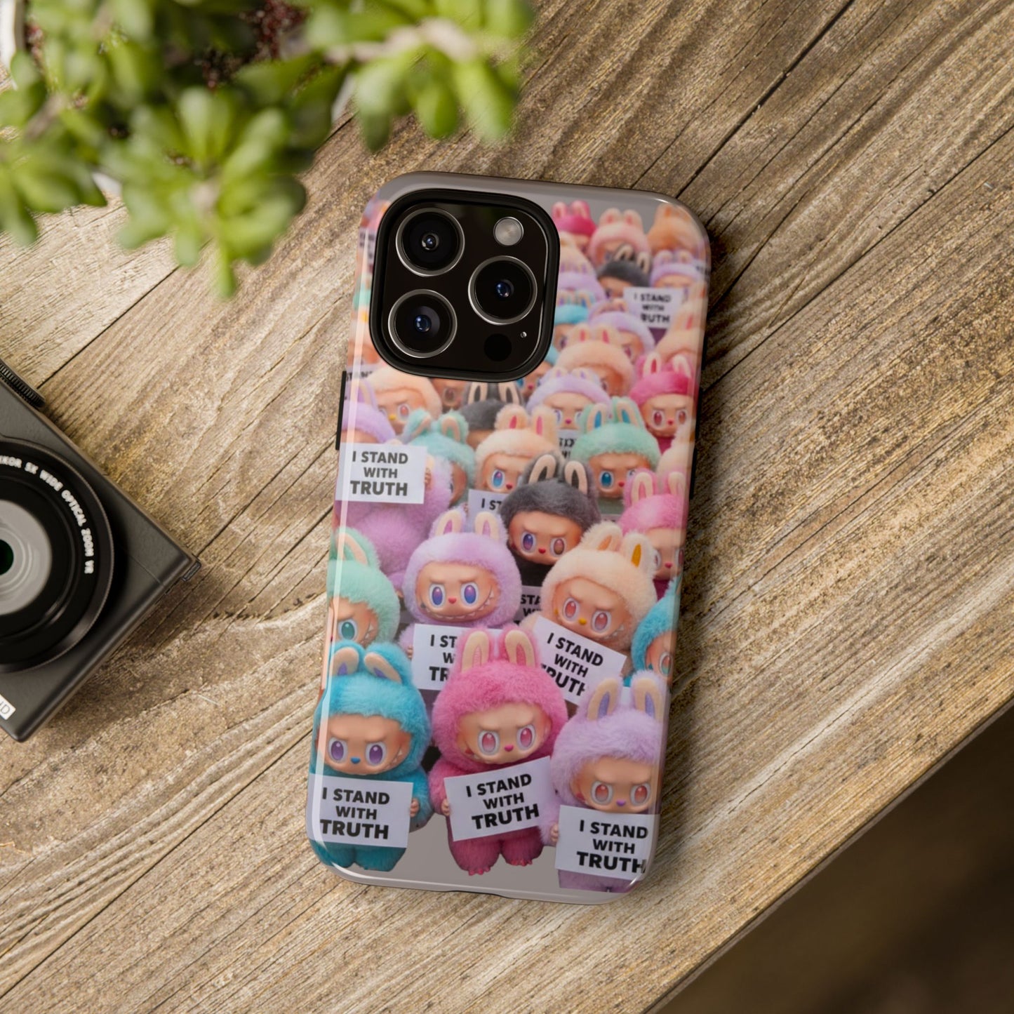 Cute Labubu  Phone Case — "I Stand With Truth" Pastel Doll Design