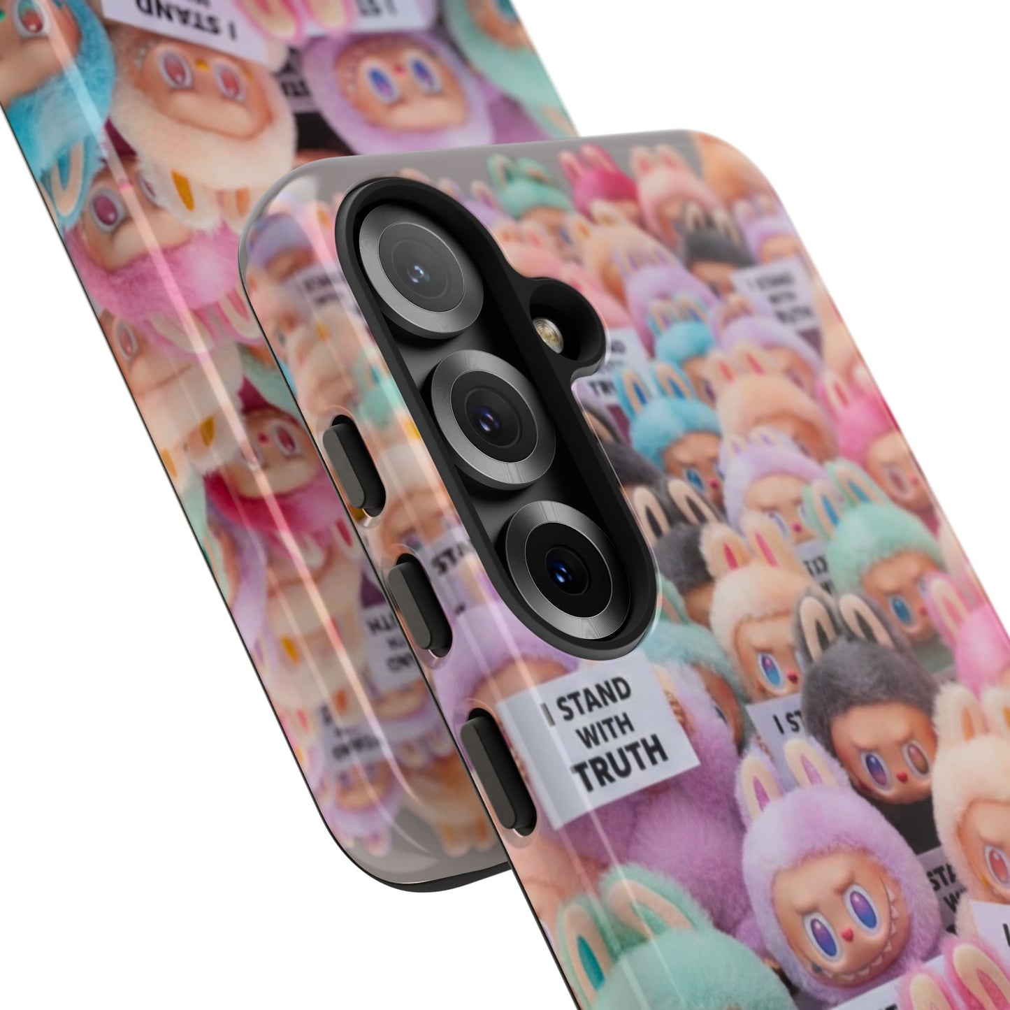 Cute Labubu  Phone Case — "I Stand With Truth" Pastel Doll Design