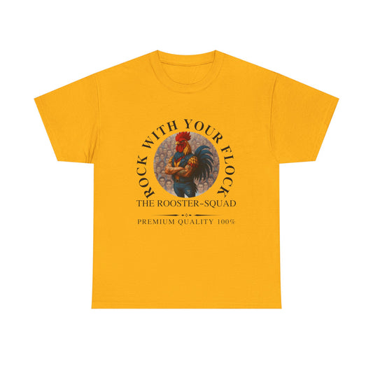 Rooster Squad Tee — "Rock With Your Flock" Vintage Rooster Graphic T-Shirt
