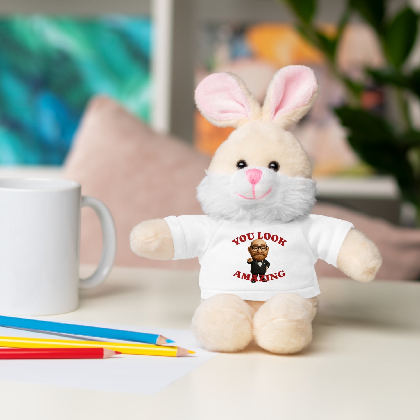 Fluffy Bear Plush with "You Look Amazing" Tee — Cute Gift for Friends & Loved Ones