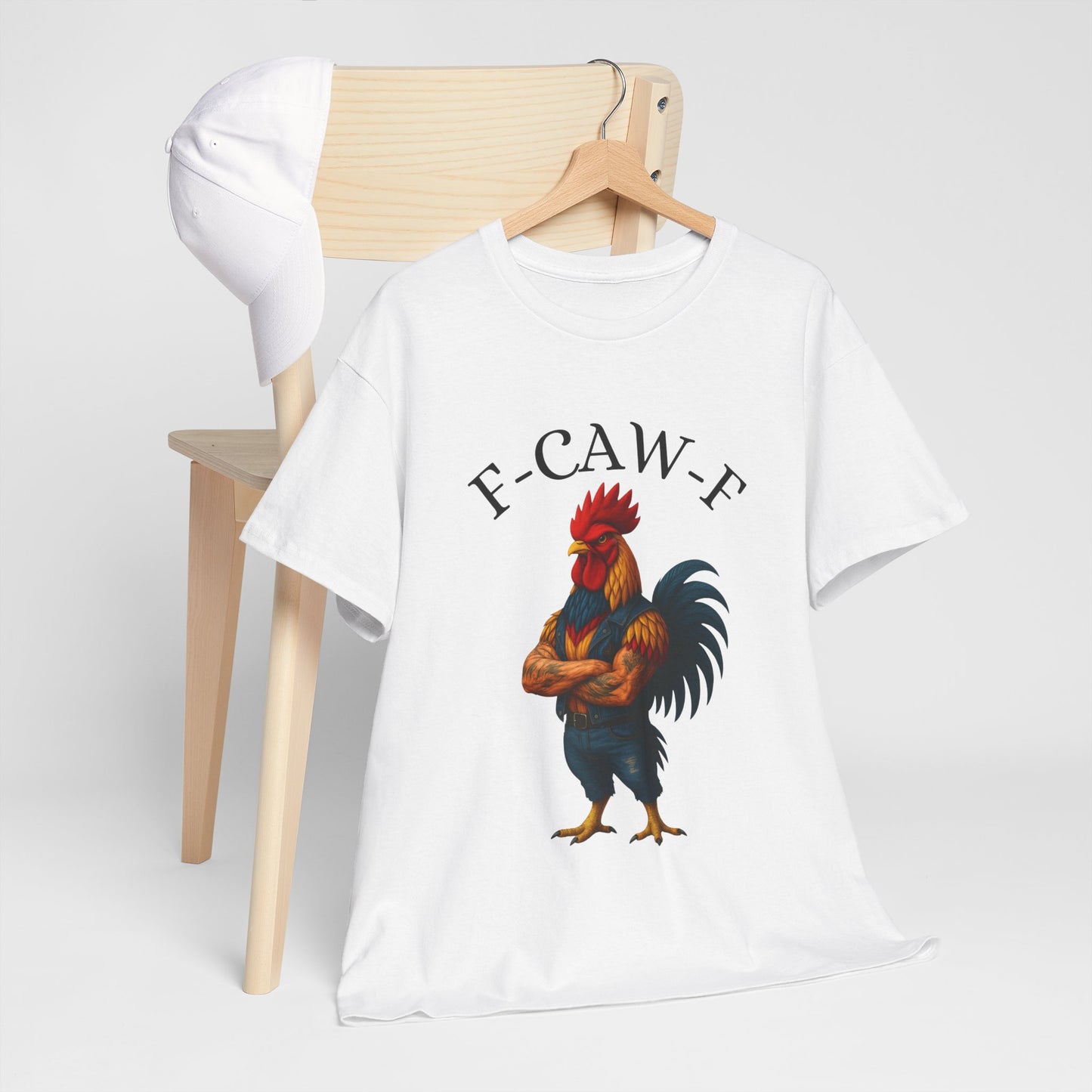 F-CAW-F Rooster Graphic Tee — Funny Rooster Illustration Shirt