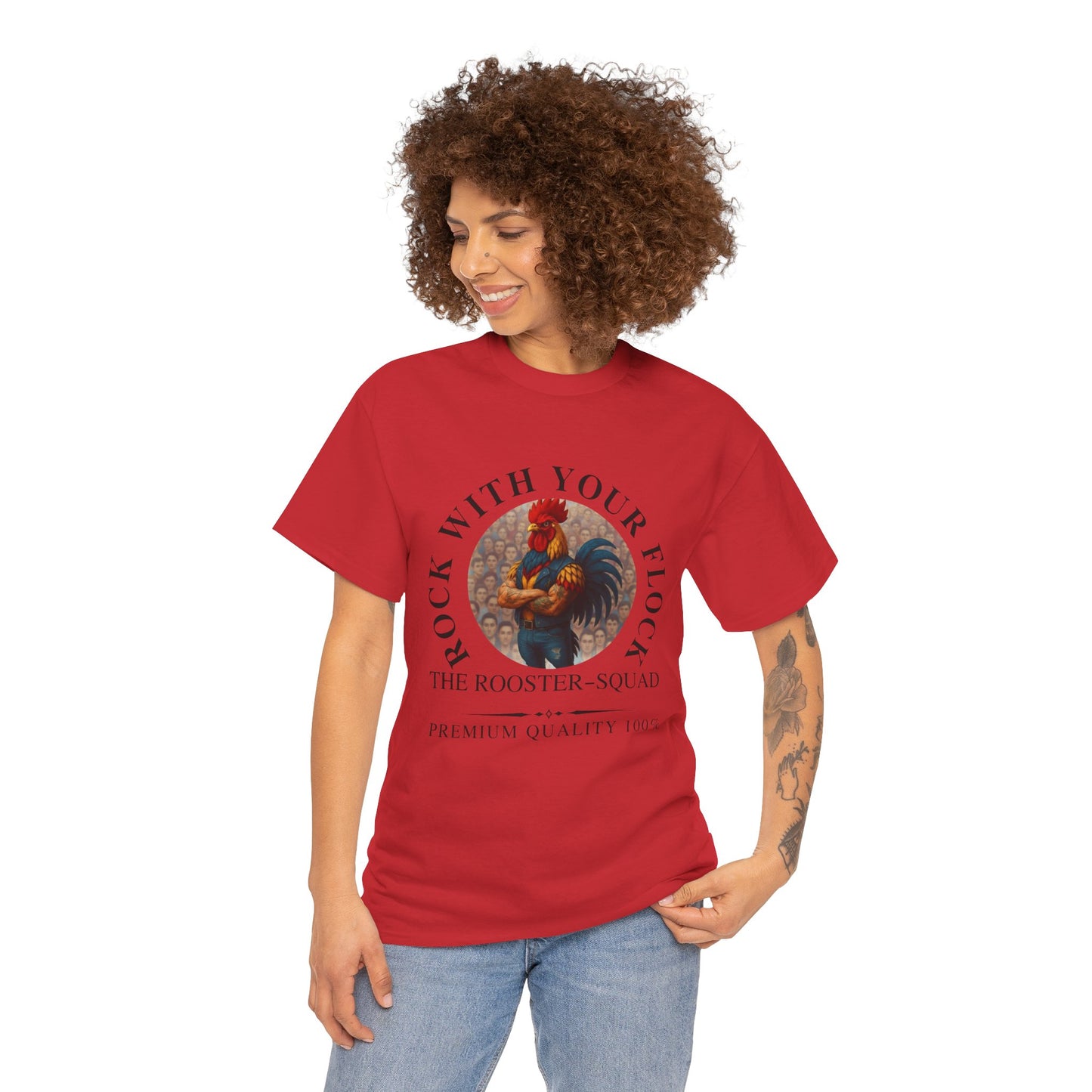 Rooster Squad Tee — "Rock With Your Flock" Vintage Rooster Graphic T-Shirt