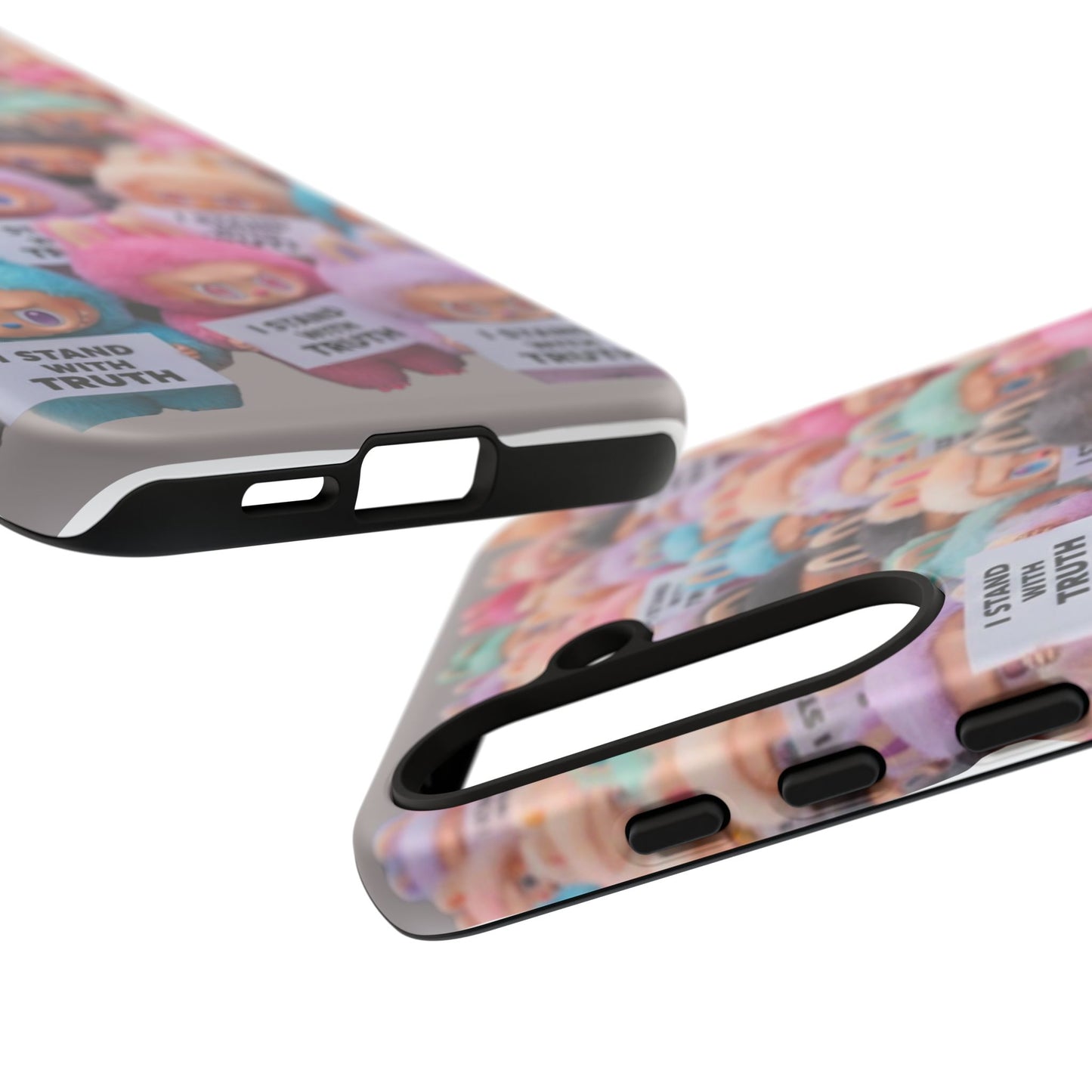Cute Labubu  Phone Case — "I Stand With Truth" Pastel Doll Design