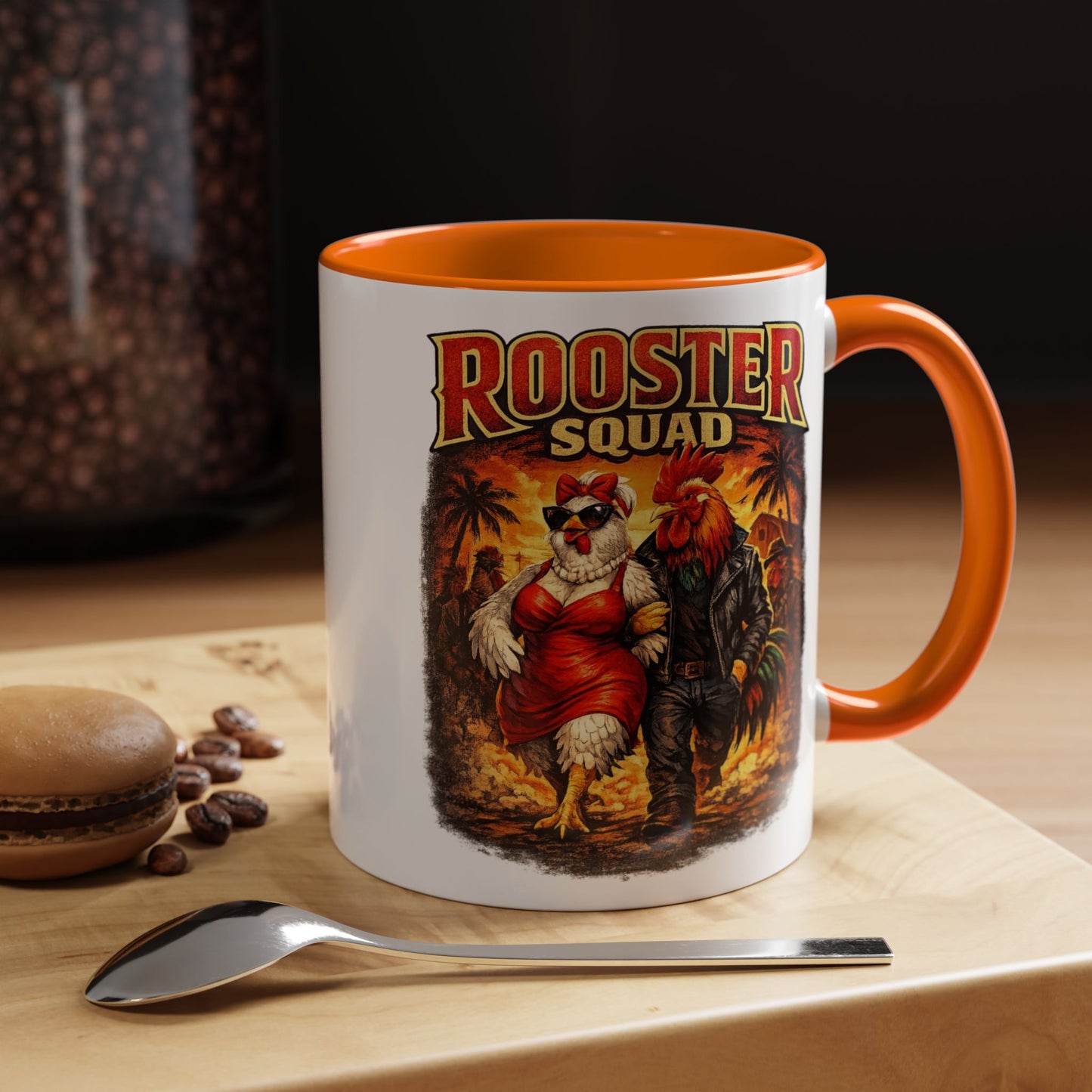 BIG ROOSTER ENERGY: Rooster Squad Coffee Mug – Retro Tropical Rooster Couple Accent Mug (11/15oz)