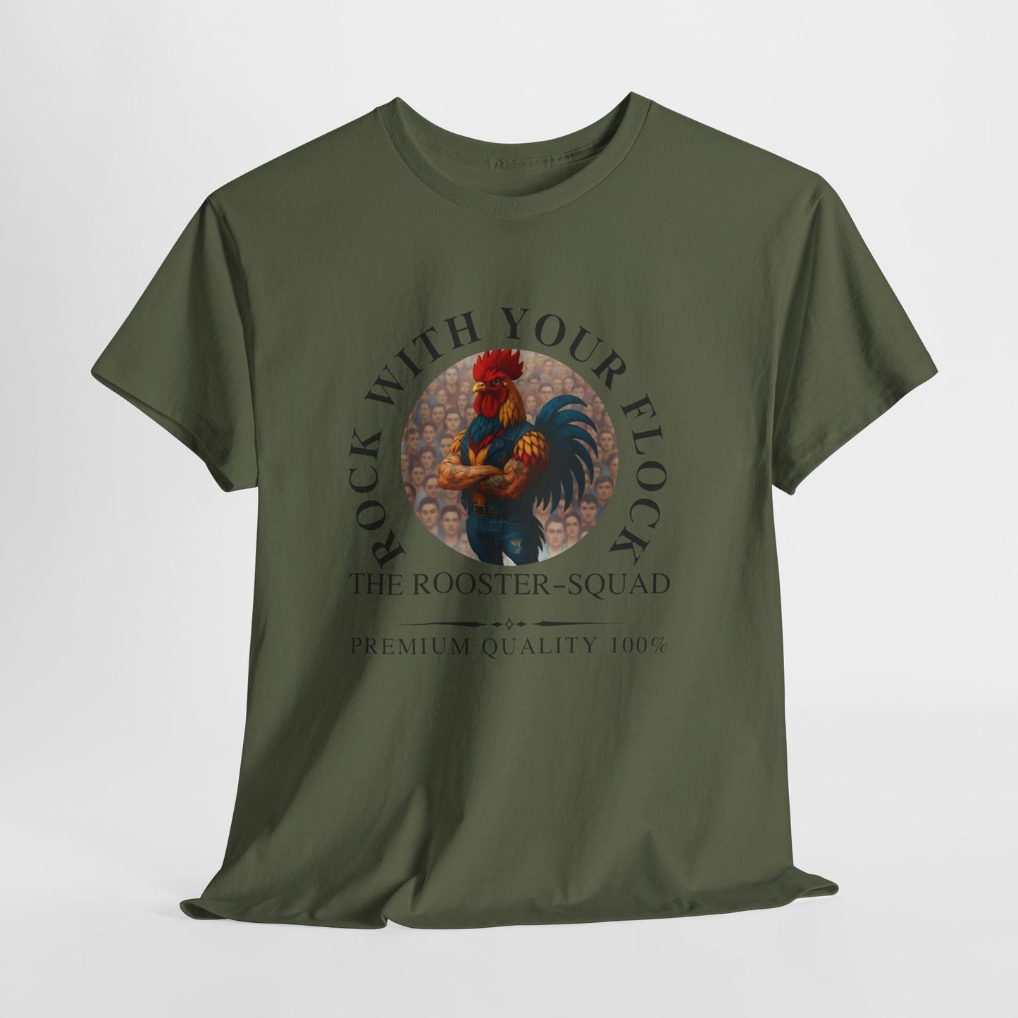 Rooster Squad Tee — "Rock With Your Flock" Vintage Rooster Graphic T-Shirt