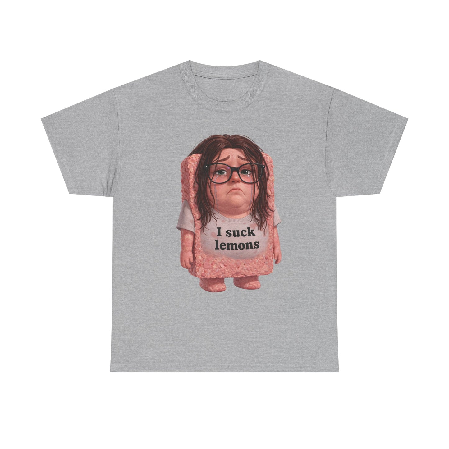 Graphic Tee — Cute Sad SPAM  Character with 'I suck lemons' Slogan