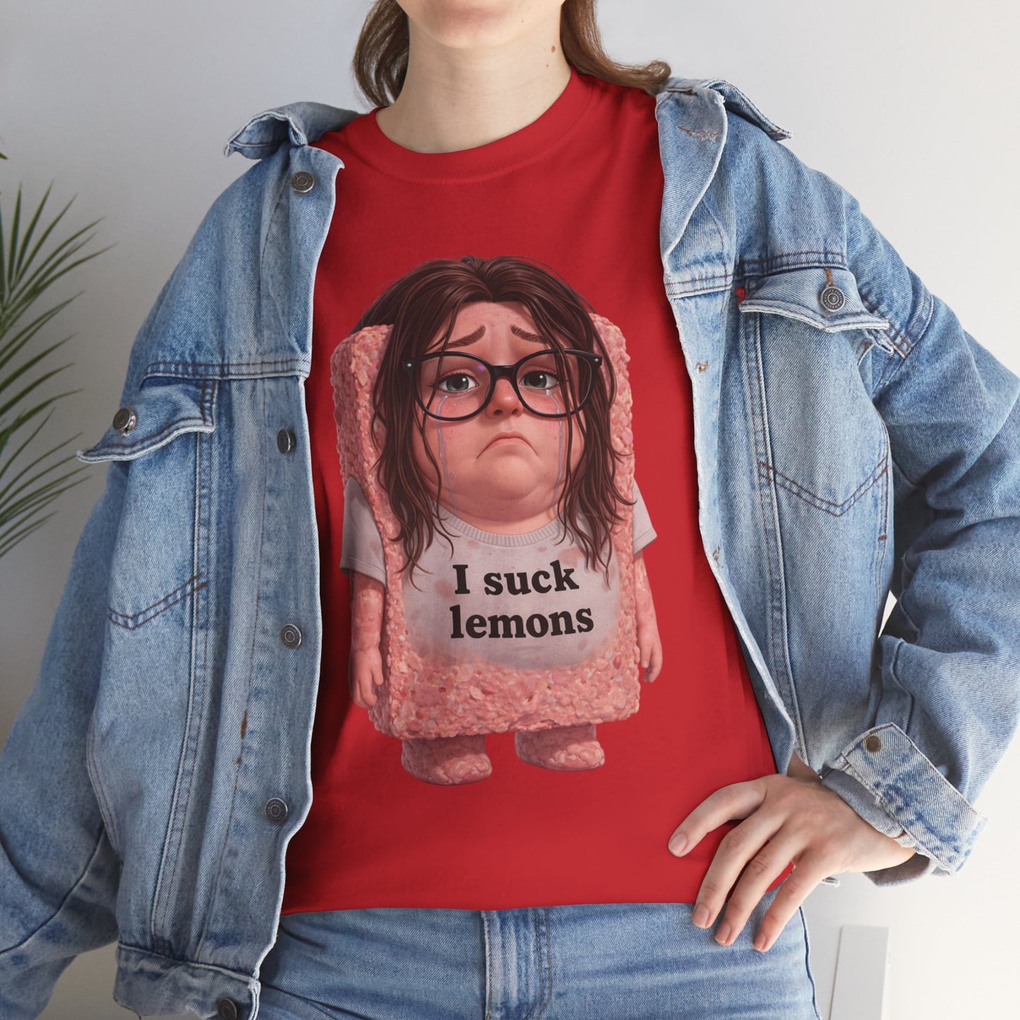 Graphic Tee — Cute Sad SPAM  Character with 'I suck lemons' Slogan