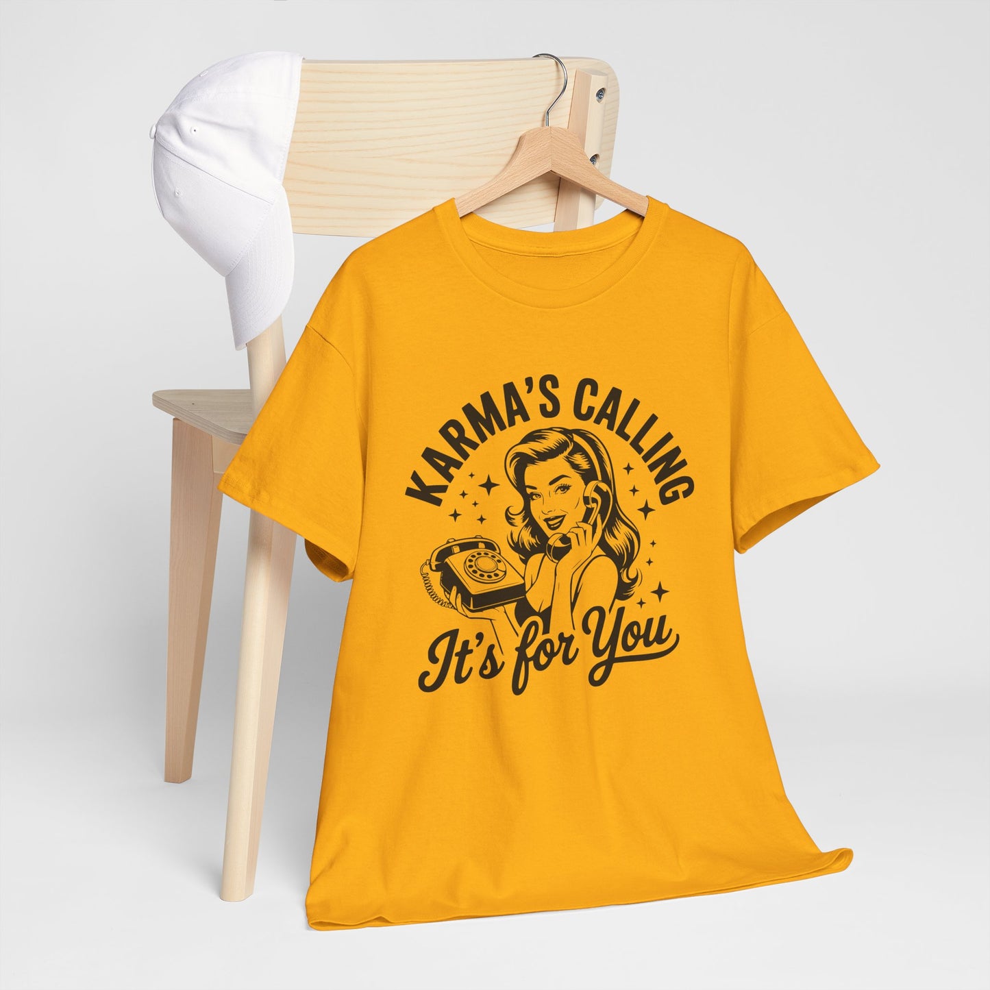 T‑Shirt — “Karma’s Calling, It’s for You” Retro Graphic Tee
