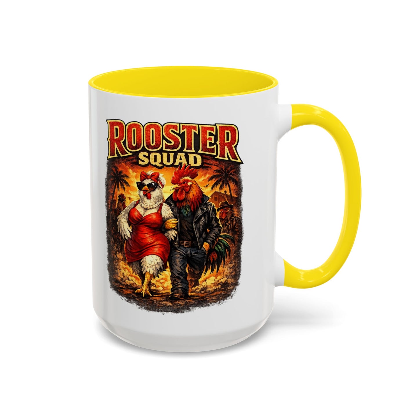 BIG ROOSTER ENERGY: Rooster Squad Coffee Mug – Retro Tropical Rooster Couple Accent Mug (11/15oz)