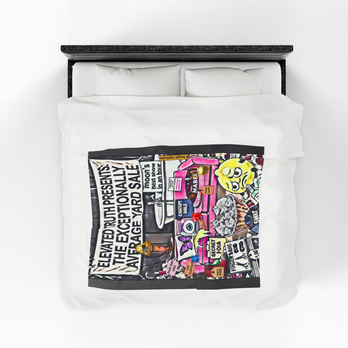 Velveteen Plush Blanket — 'Elevated Truths' Humorous Year‑End Yard Sale Design
