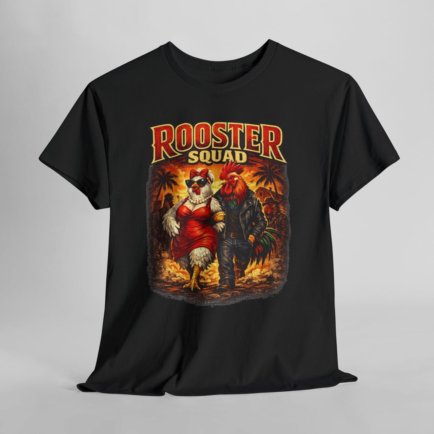 BIG ROOSTER ENERGY: Rooster Squad Vintage Graphic Tee – Retro Tropical Rooster Couple Shirt