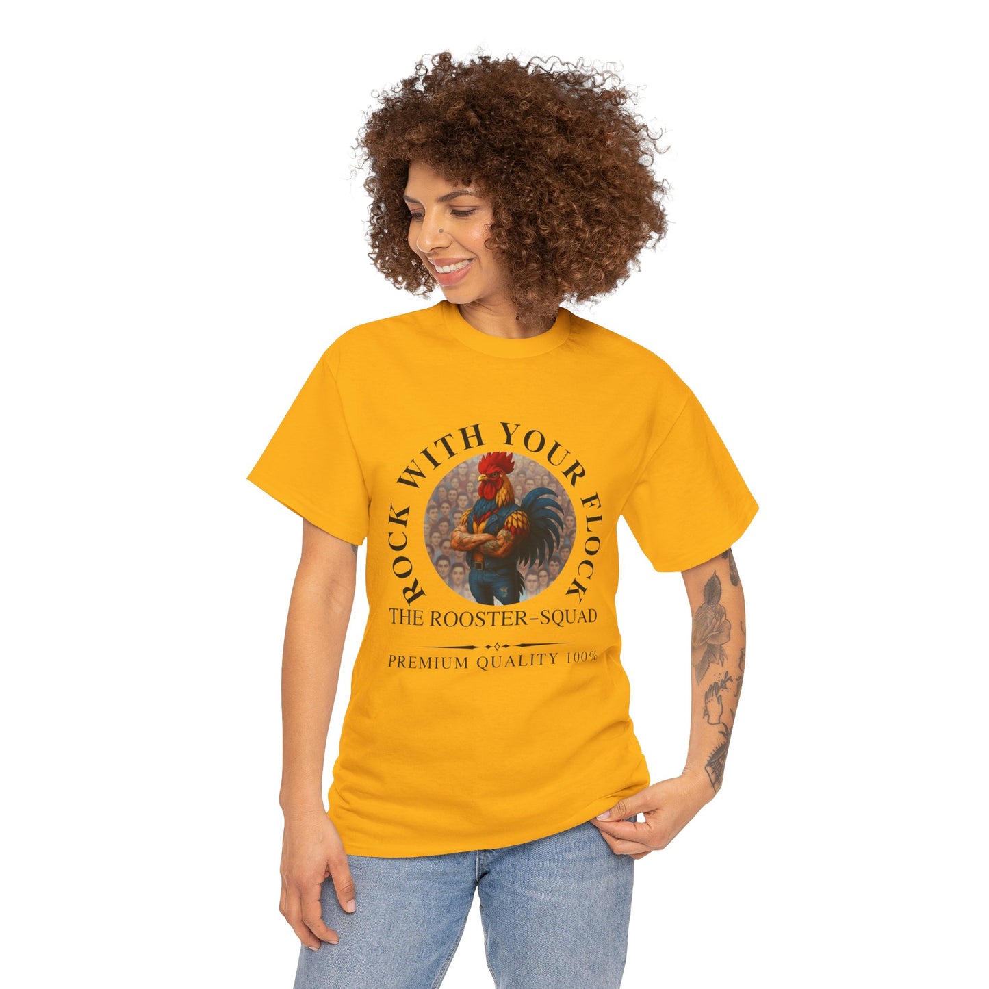 Rooster Squad Tee — "Rock With Your Flock" Vintage Rooster Graphic T-Shirt
