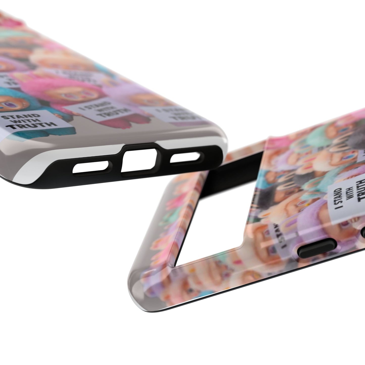 Cute Labubu  Phone Case — "I Stand With Truth" Pastel Doll Design