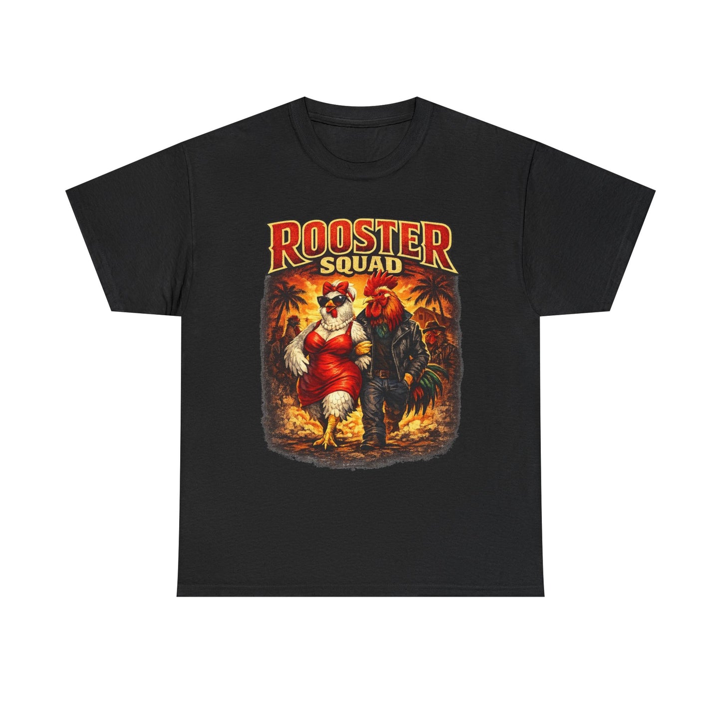 BIG ROOSTER ENERGY: Rooster Squad Vintage Graphic Tee – Retro Tropical Rooster Couple Shirt