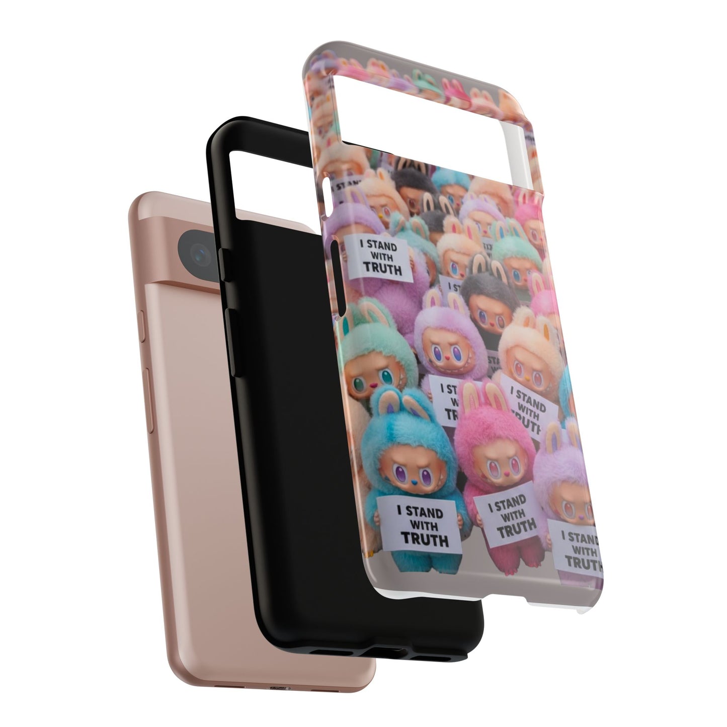 Cute Labubu  Phone Case — "I Stand With Truth" Pastel Doll Design