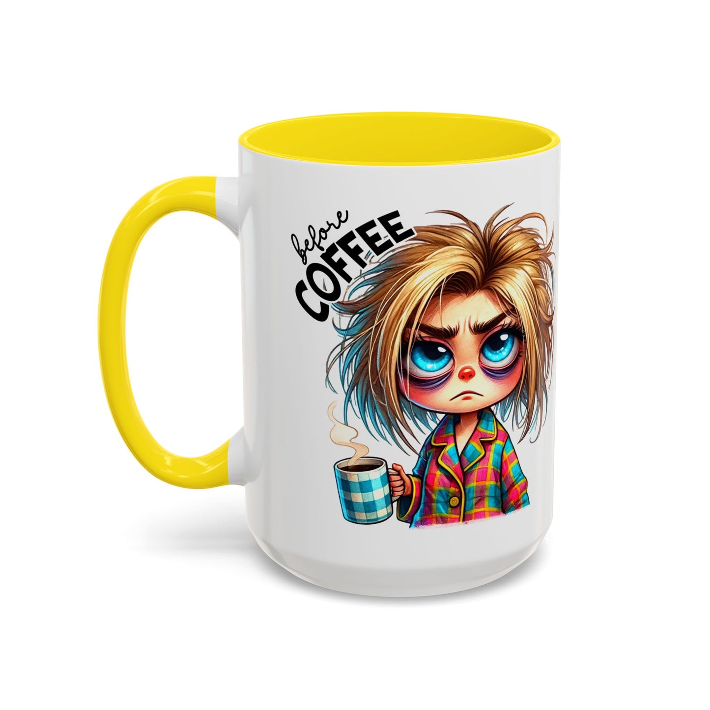 Accent Coffee Mug — Cute Blonde 'Fully Caffeinated' Coffee Lover Gift (11/15 oz)