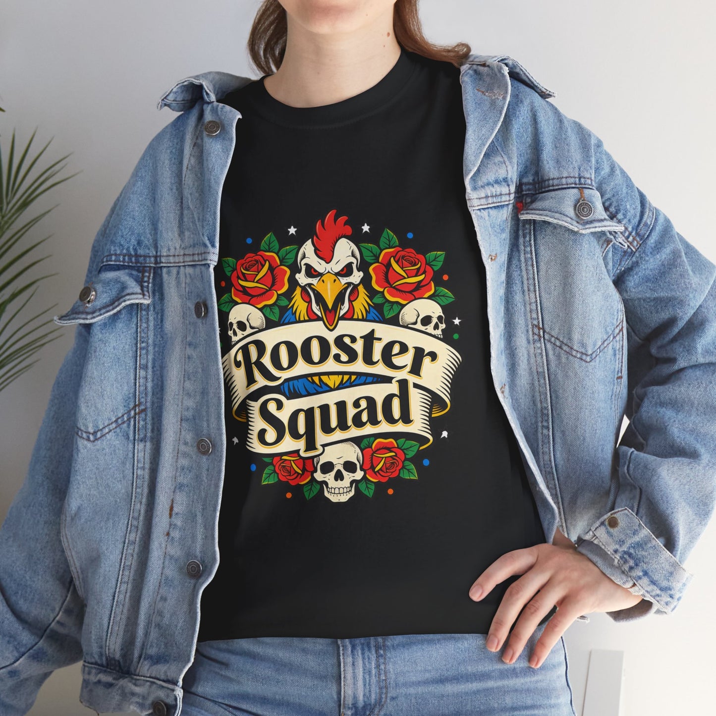 Rooster Squad T-Shirt — Vintage Tattoo Floral Rooster Tee