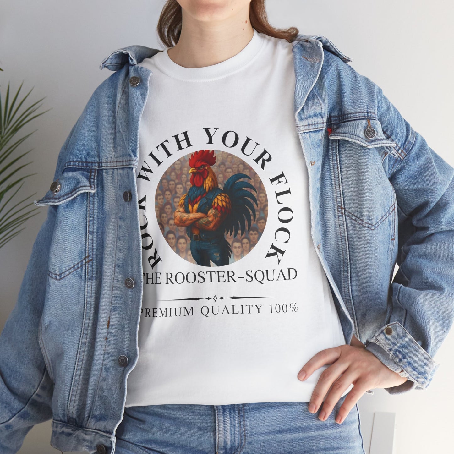 Rooster Squad Tee — "Rock With Your Flock" Vintage Rooster Graphic T-Shirt