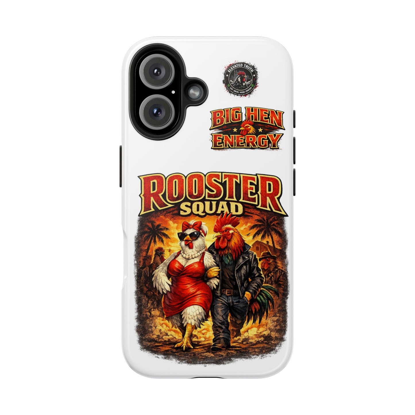 Rooster Squad Tough Phone Case – "Big Hen Energy" Retro Chicken Couple Design
