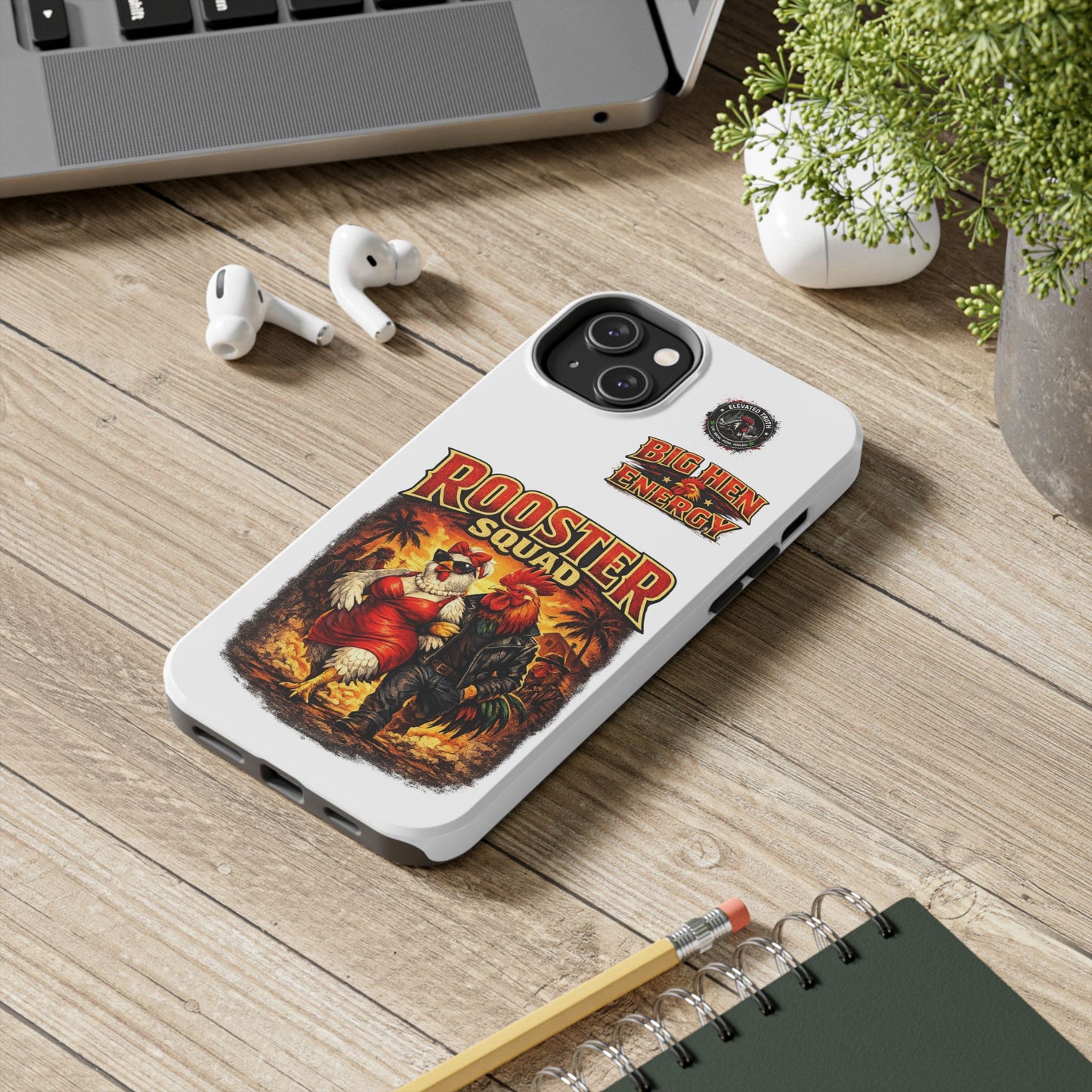 Rooster Squad Tough Phone Case – "Big Hen Energy" Retro Chicken Couple Design