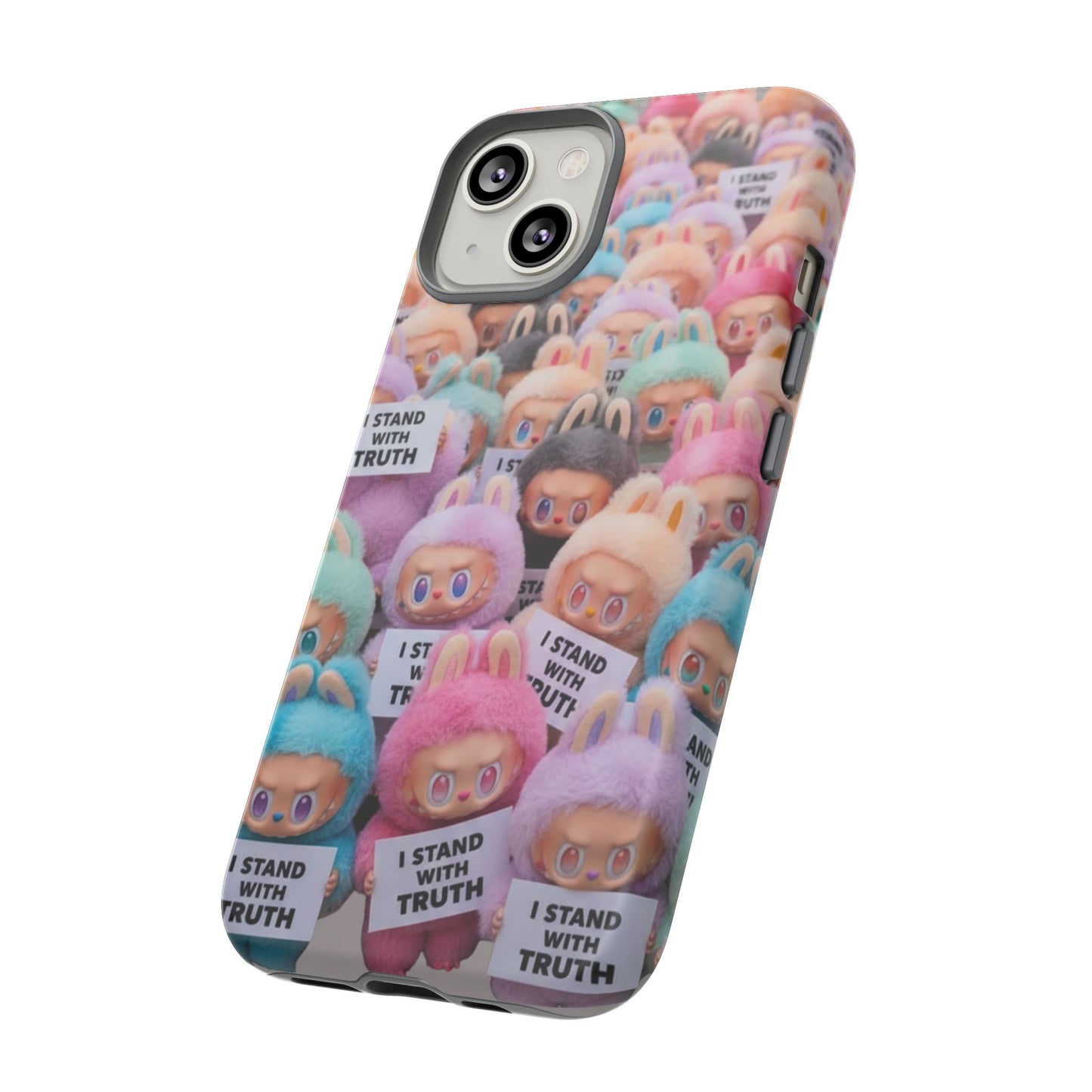 Cute Labubu  Phone Case — "I Stand With Truth" Pastel Doll Design
