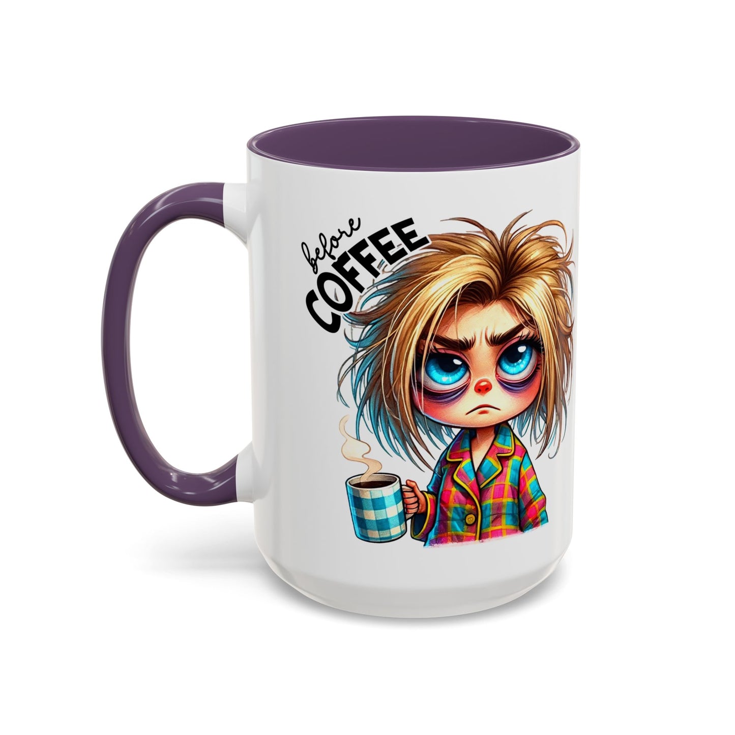 Accent Coffee Mug — Cute Blonde 'Fully Caffeinated' Coffee Lover Gift (11/15 oz)