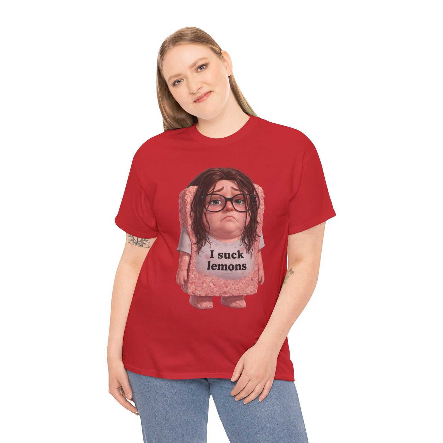 Graphic Tee — Cute Sad SPAM  Character with 'I suck lemons' Slogan