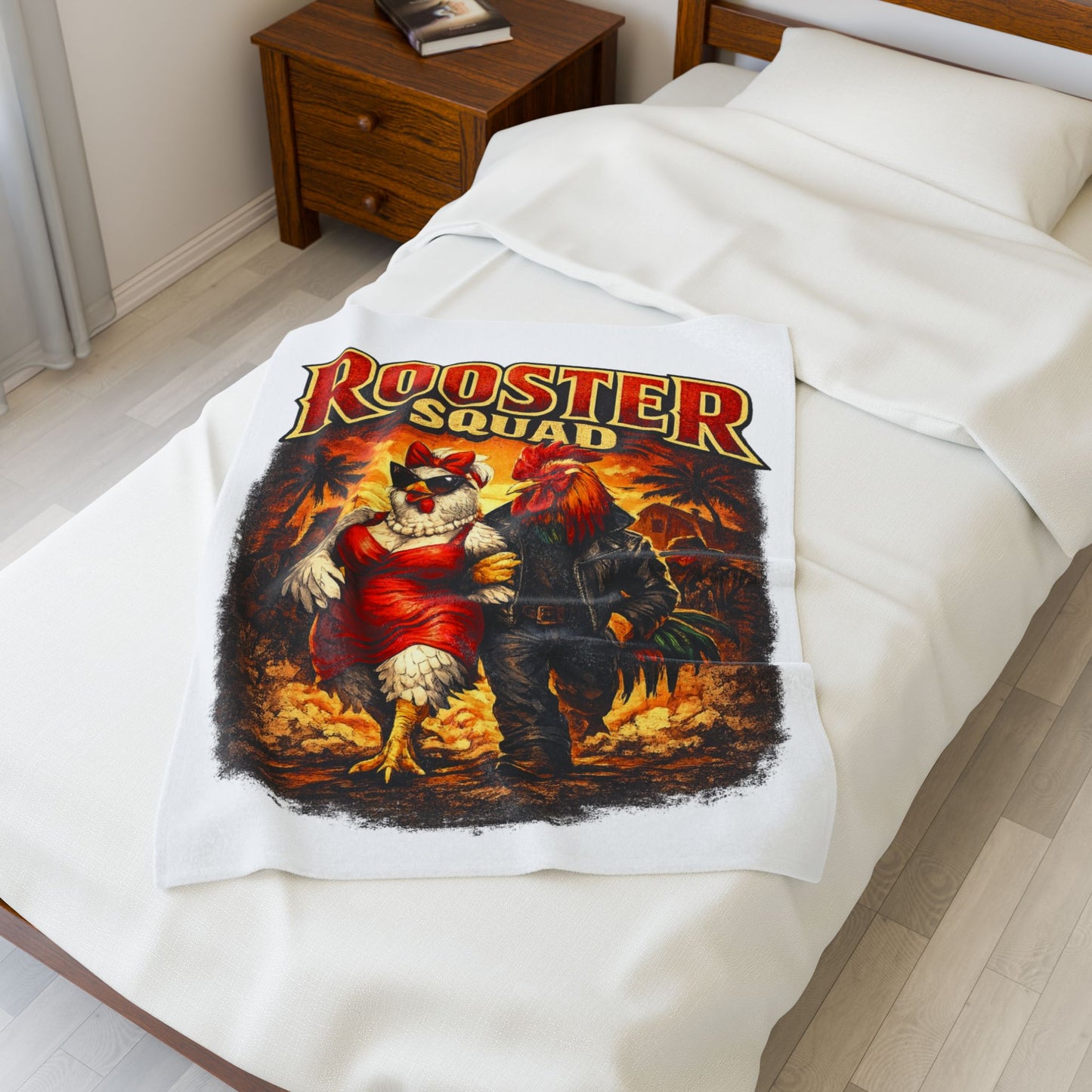 Rooster Squad Velveteen Plush Blanket — Cozy Farmhouse Throw for Chicken Lovers