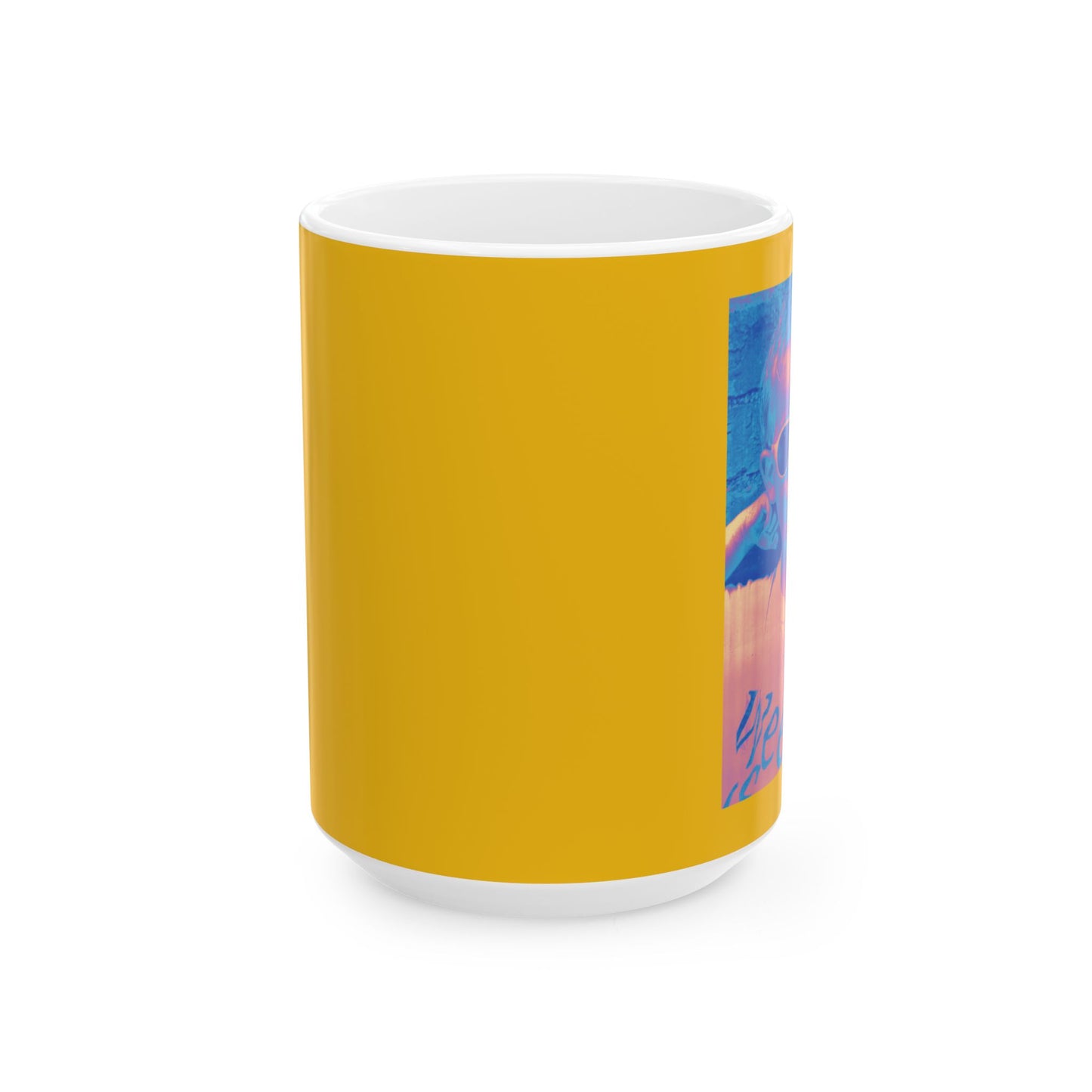 Bold Kid Photo Mug — Retro Neon Portrait Ceramic Coffee Cup (11oz/15oz)