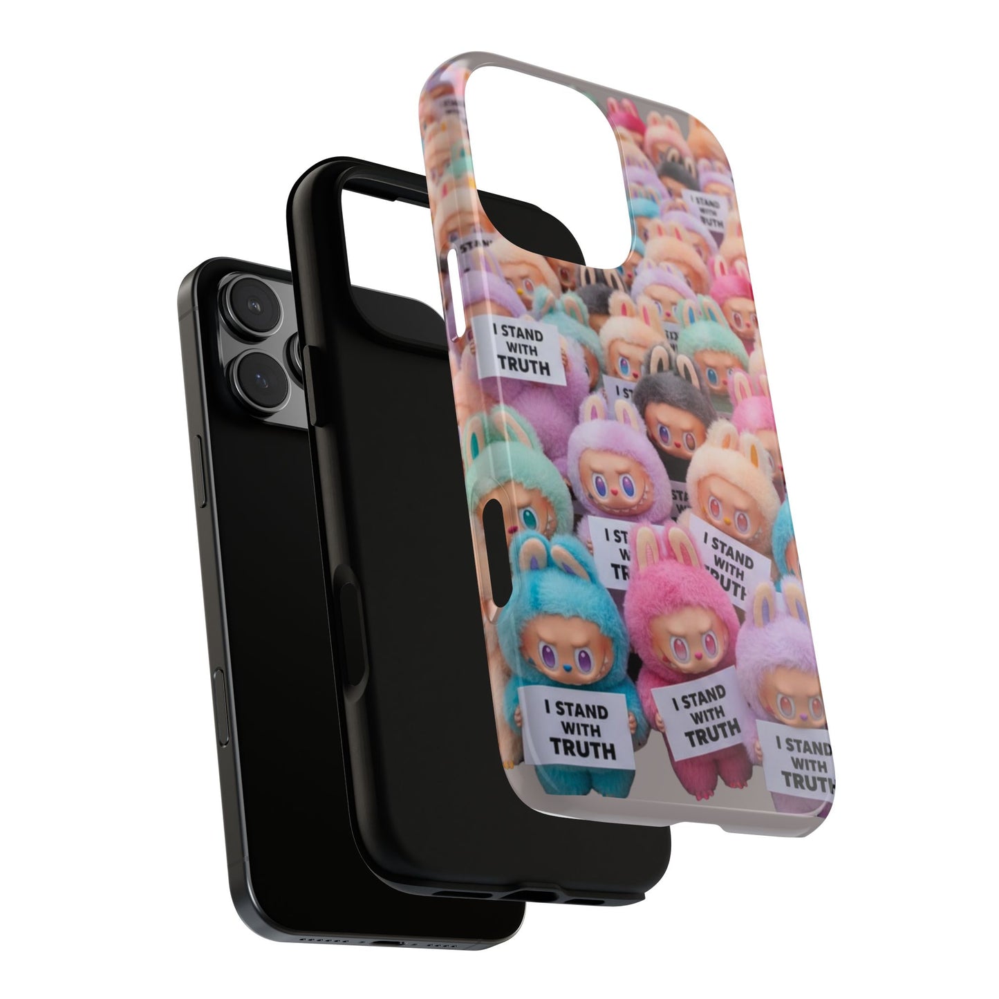 Cute Labubu  Phone Case — "I Stand With Truth" Pastel Doll Design