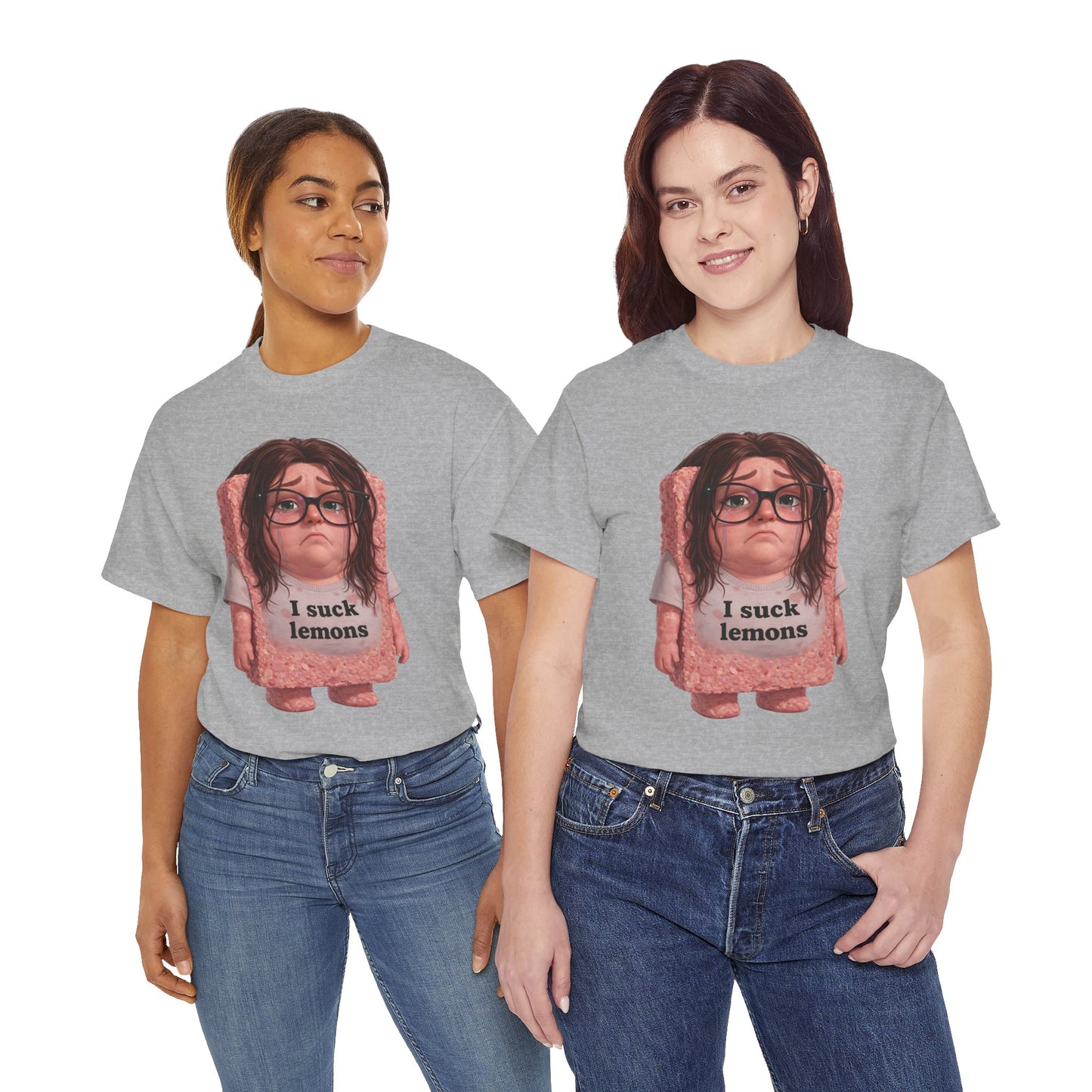 Graphic Tee — Cute Sad SPAM  Character with 'I suck lemons' Slogan