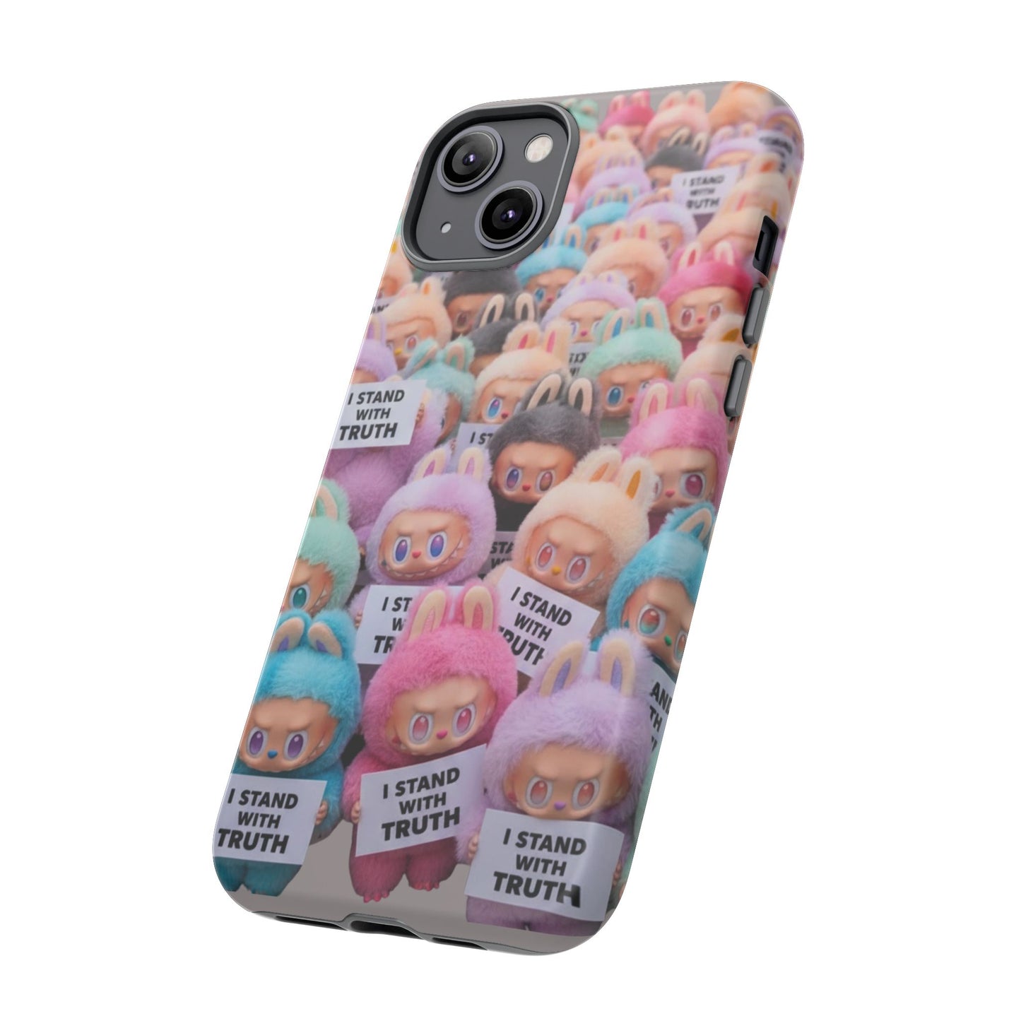 Cute Labubu  Phone Case — "I Stand With Truth" Pastel Doll Design