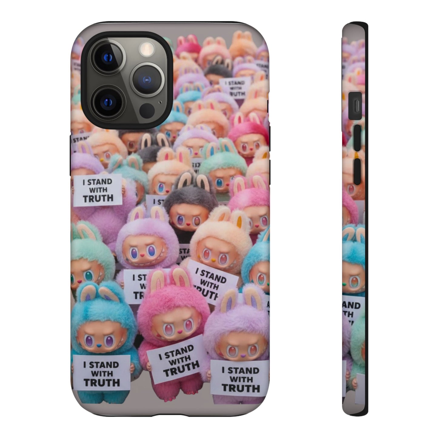 Cute Labubu  Phone Case — "I Stand With Truth" Pastel Doll Design