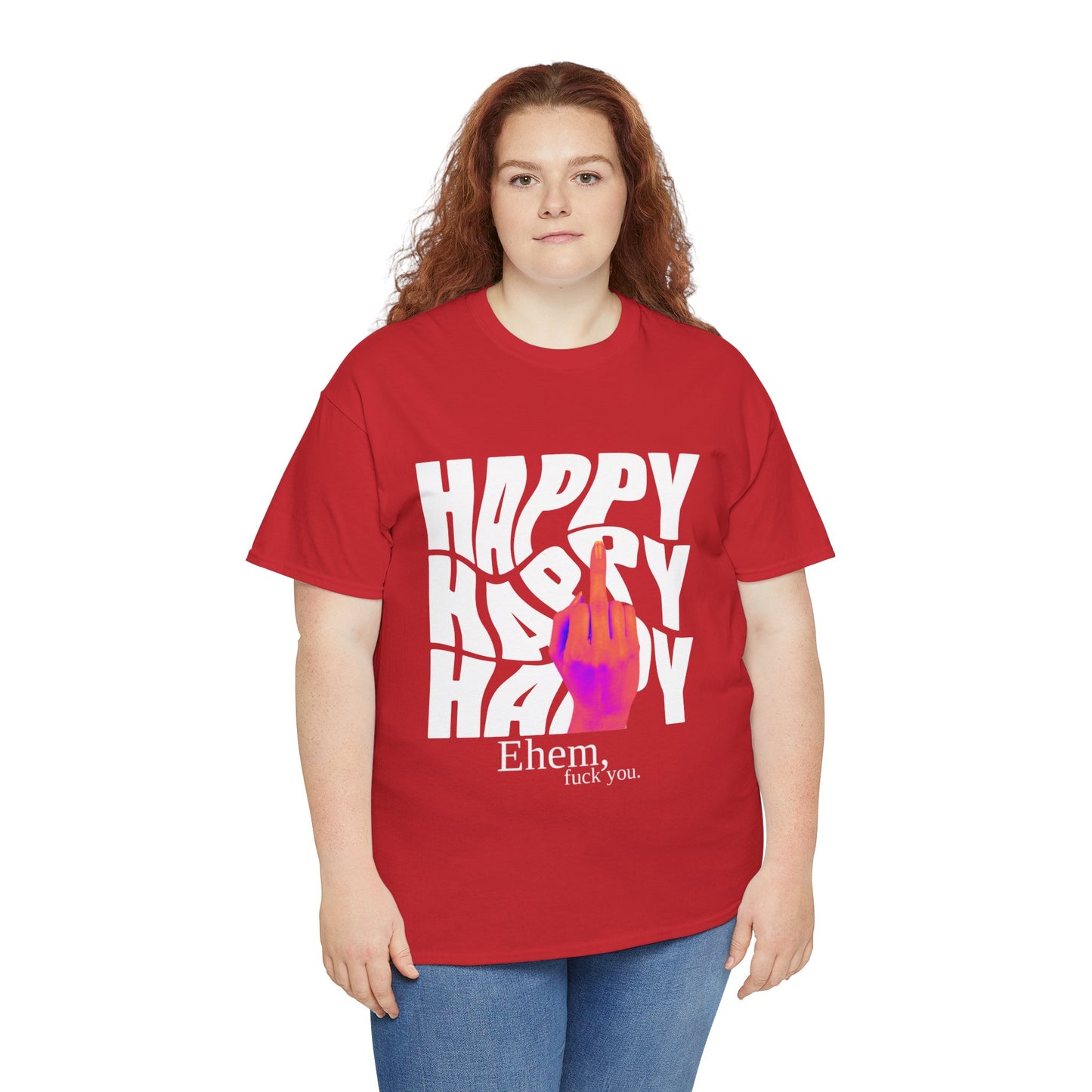 Happy Middle Finger Tee — "Ehem, fuck you." Graphic T-Shirt