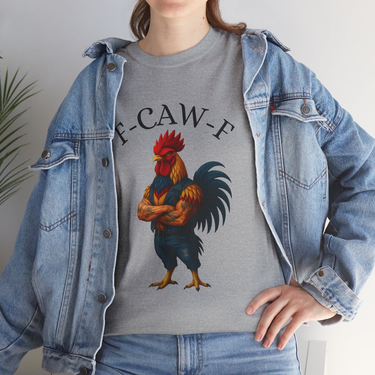 F-CAW-F Rooster Graphic Tee — Funny Rooster Illustration Shirt