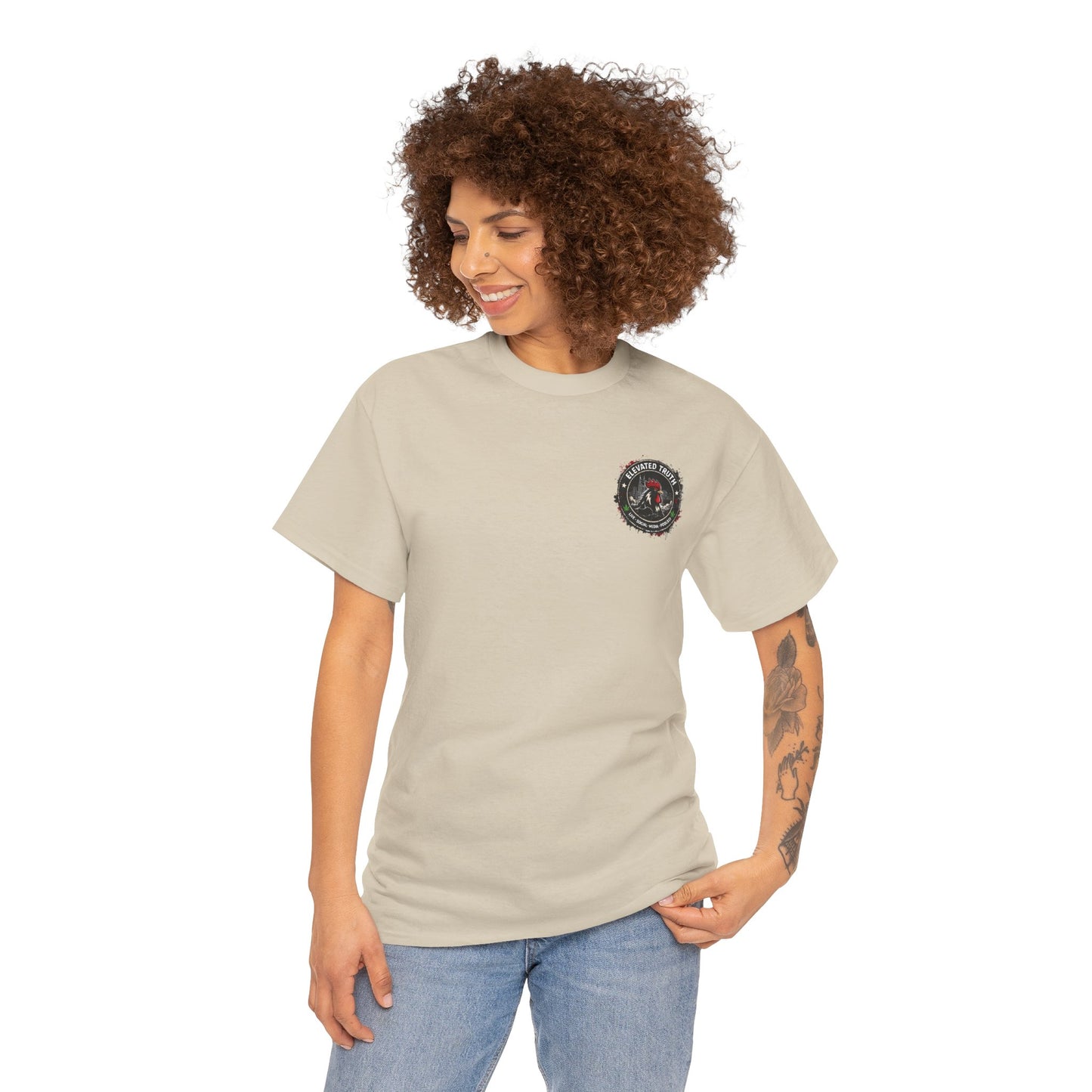 Rooster Squad Graphic Tee — Vintage Firefighter-Style Back Print