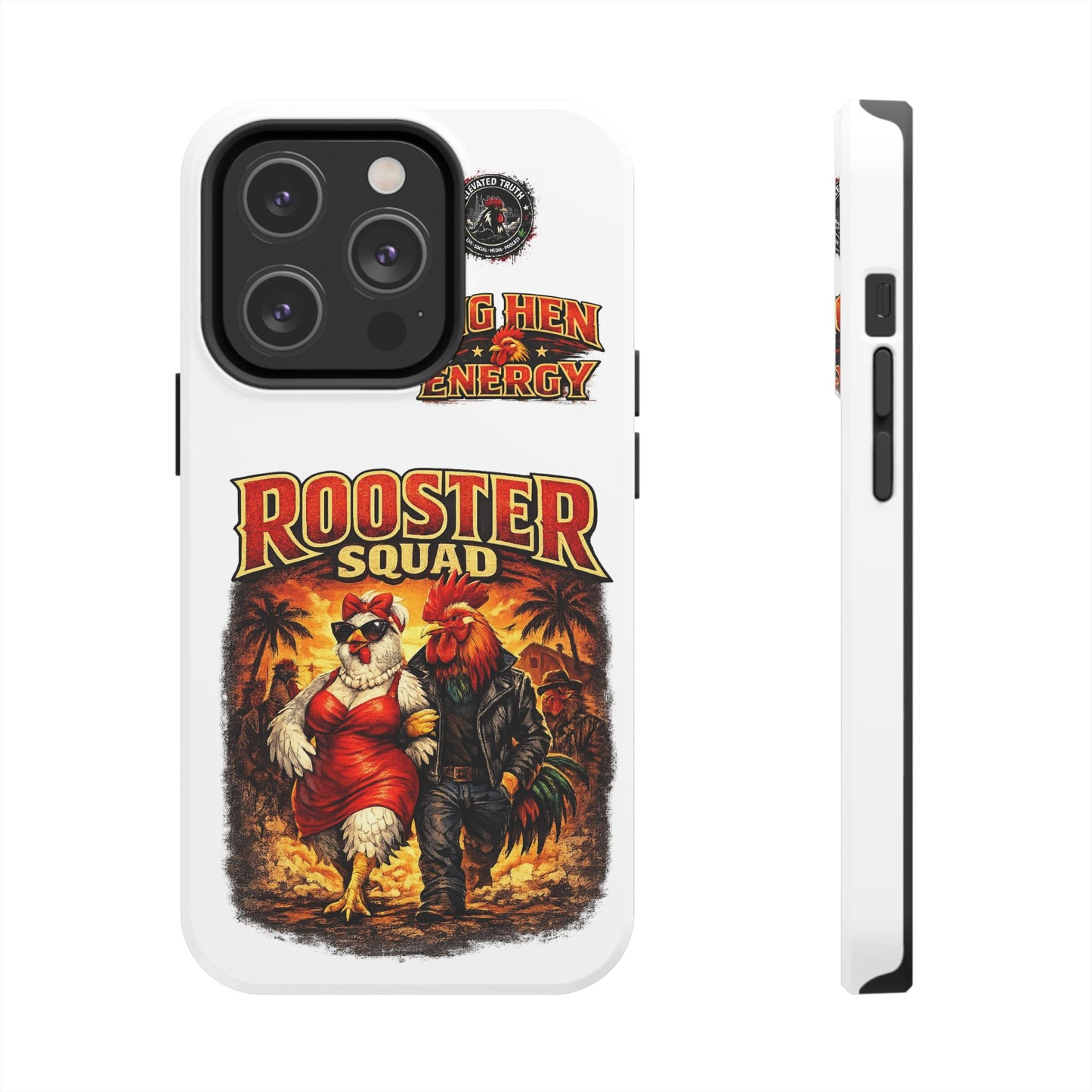 Rooster Squad Tough Phone Case – "Big Hen Energy" Retro Chicken Couple Design